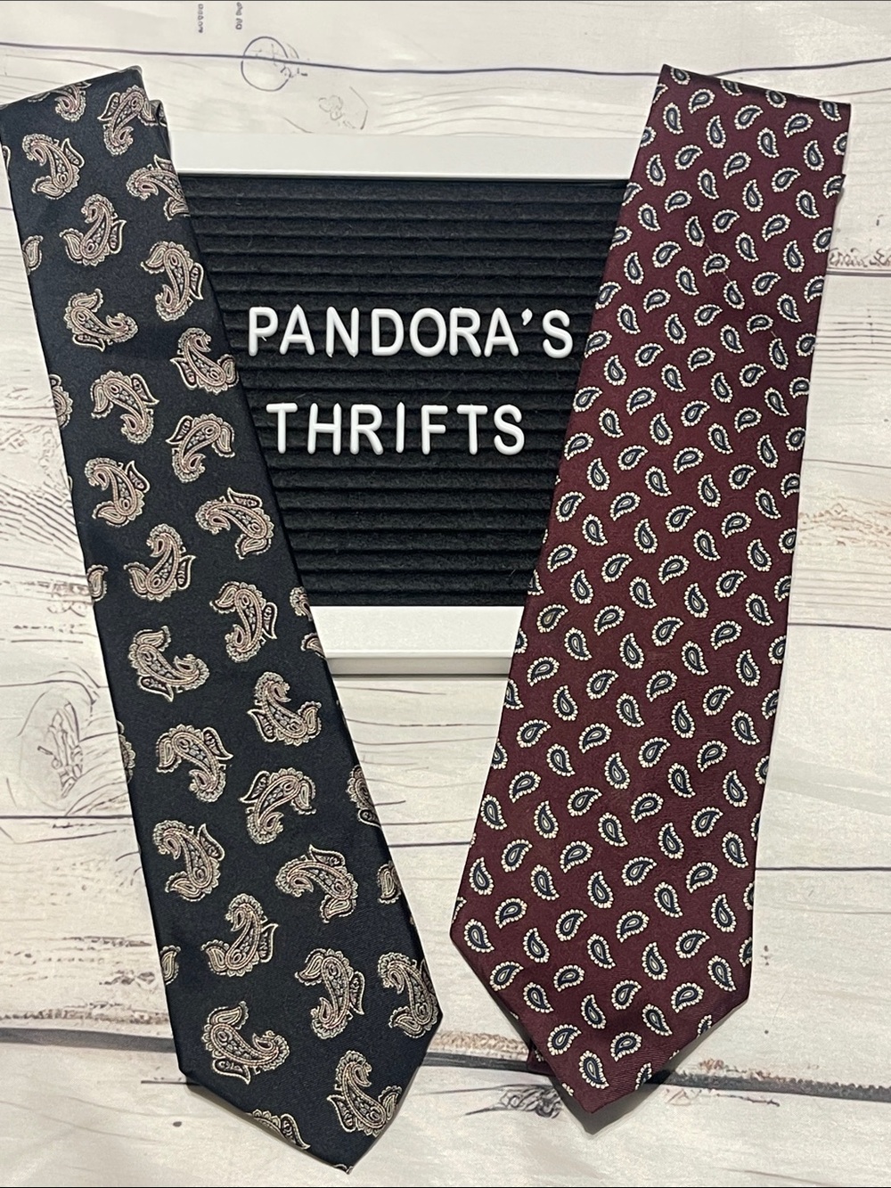 2 Bert Pulitzer Classic Silk Ties - Black and Burgundy Paisley Preowned